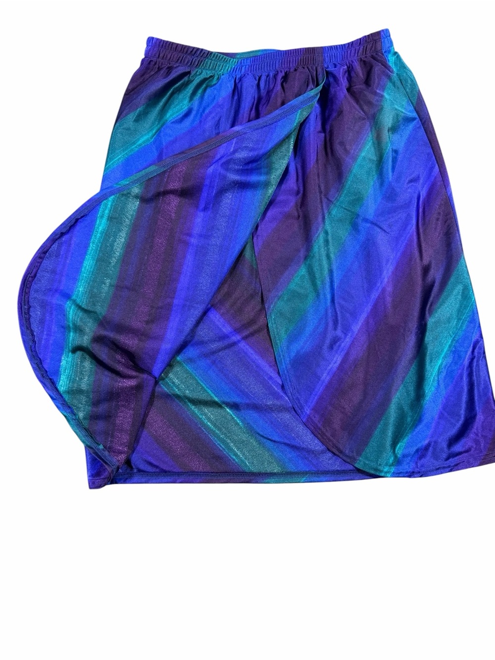 JANTZEN CLASSICS Swim Vintage Blue & Teal Diagonal Stripe Athletic / Swim Skirt - Picture 2 of 11